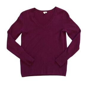 Halogen Women’s V-Neck Sweater Sz S Burgundy 100% Cashmere Soft Cozy